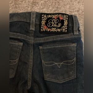 Ralph Lauren Bowery 3T skinny dark denim with gold detail jeans